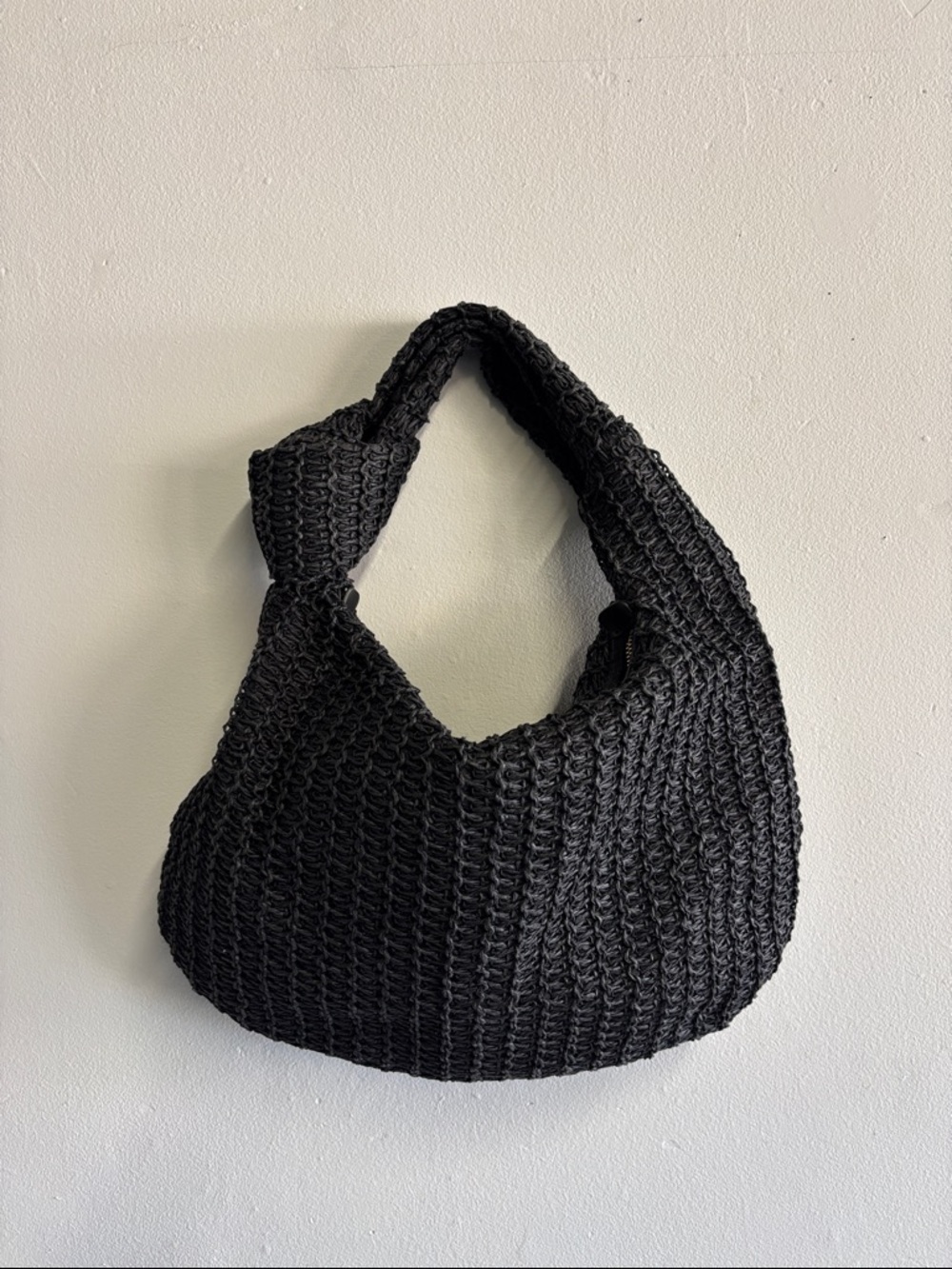 Urban Expressions Black Crochet Hobo Bag